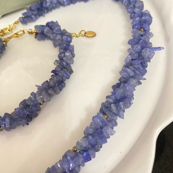 STAUER 3 STRAND FINE Gemstone necklace with bracelet